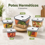 Kit de 5 Potes Herméticos com Vedação a Vácuo – Organização e Frescor Garantidos!