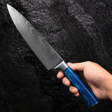 Faca Profissional Damasco Azul™ – Corte Preciso com Estilo