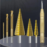 Kit com Brocas Escalonadas de Titanium 7 em 1 – Brocas Profissionais para Metal, Madeira e PVC