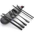 Conjunto de Talheres de Luxo para Camping - Aço Inox Resistente para Refeições Práticas e Elegantes - Decora Byte