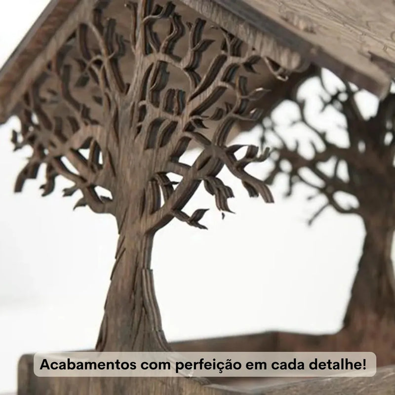 Alimentador de Pássaros de Madeira ao Ar Livre - Conecte-se com a Natureza - Decora Byte