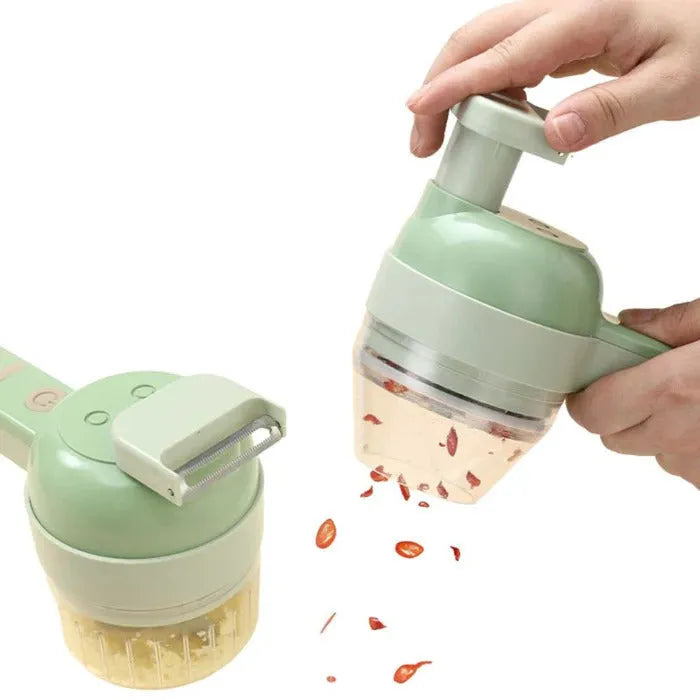 Triturador Multifuncional 4 em 1 - Cortador, Triturador, Descascador e Escova Elétrica - Lâminas de Aço Inox 304 e Motor Potente 40W - Decora Byte