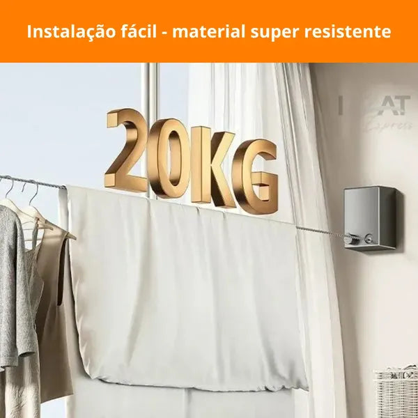 Varal Invisível Retrátil de Aço - Decora Byte