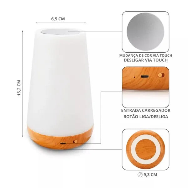 Luminária de Mesa LED RGB com Controle - Transforme Seu Ambiente com 13 Cores Ajustáveis e Iluminação Personalizada - Decora Byte