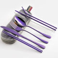 Conjunto de Talheres de Luxo para Camping - Aço Inox Resistente para Refeições Práticas e Elegantes - Decora Byte