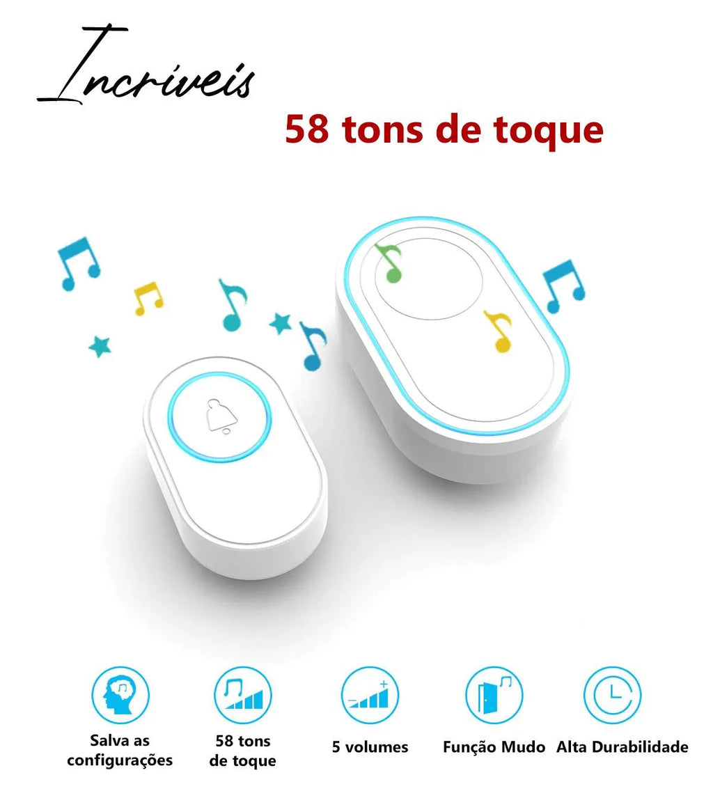 Campainha Sem Fio Inteligente SoundCamp - Design Moderno e À Prova D'Água com Longo Alcance - Decora Byte