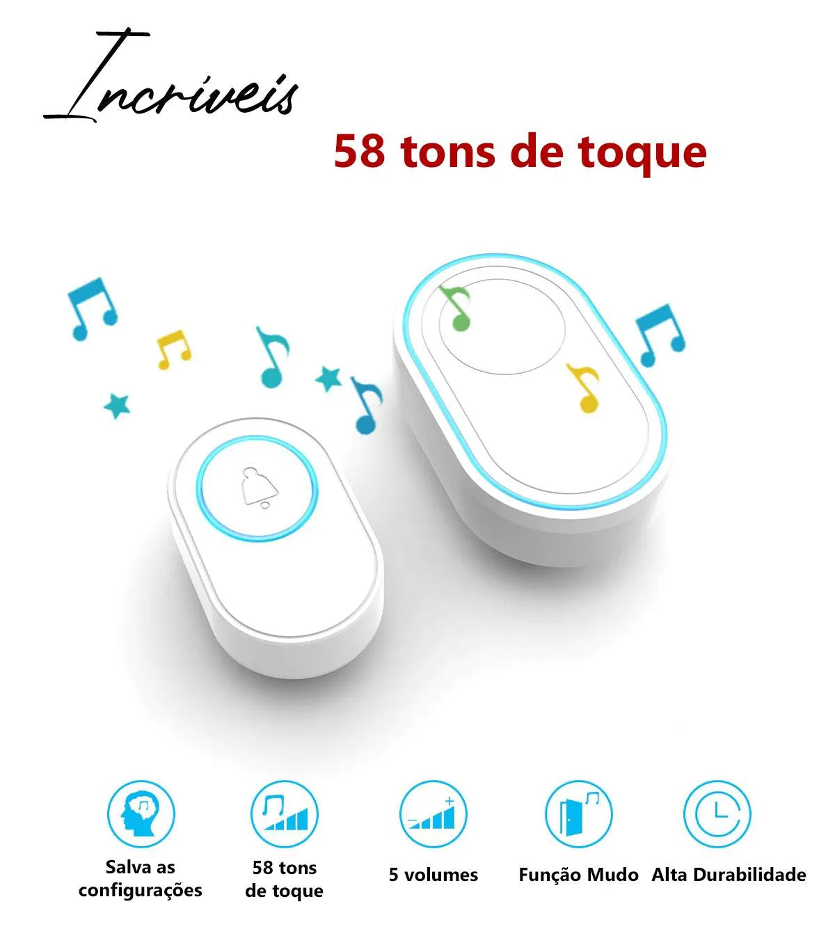 Campainha Sem Fio Inteligente SoundCamp - Design Moderno e À Prova D'Água com Longo Alcance - Decora Byte