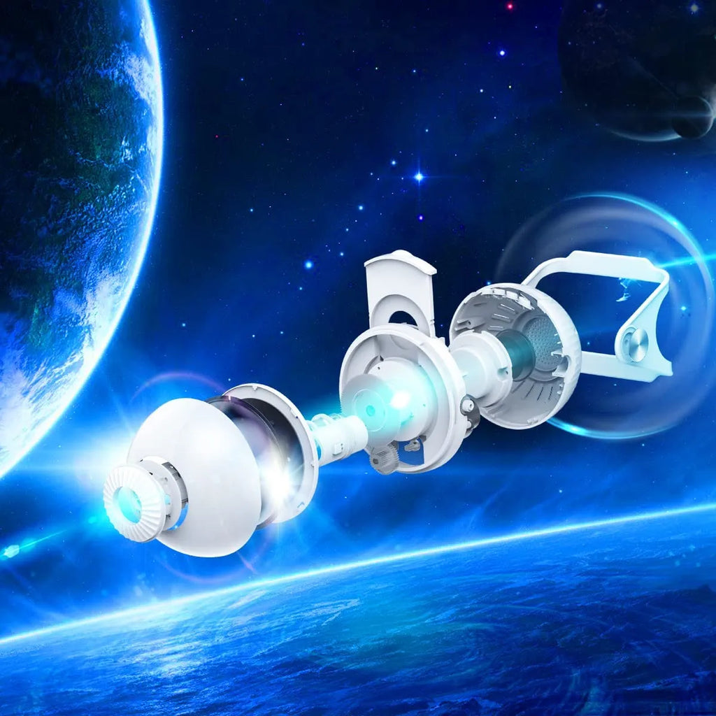 Luminária de Estrelinhas e Galáxias 7 Modos LED 360° - Projeção Giratória com Efeito Cromoterapia - Decora Byte