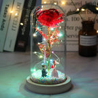 Rosa Encantada Love LED - Presente Único e Decorativo na Cúpula de Vidro