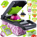 Kit Cortador Multifuncional 16‑em‑1 em Aço Inoxidável – Legumes e Frutas  ByteChef 16 em 1
