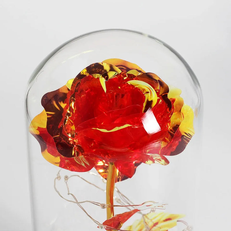 Rosa Encantada Love LED - Presente Único e Decorativo na Cúpula de Vidro