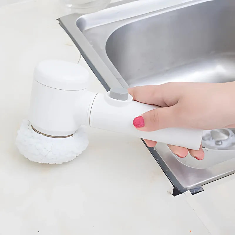 FlashClean Pro 5 em 1 - Escova Elétrica Sem Fio para Limpeza Rápida e Eficiente com 5 Cabeças Intercambiáveis - Decora Byte