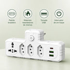 Adaptador de Tomadas Multifuncional 7 em 1