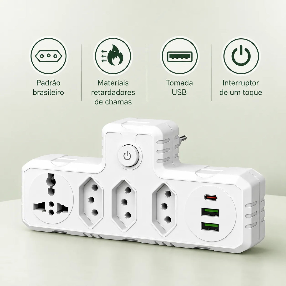 Adaptador de Tomadas Multifuncional 7 em 1