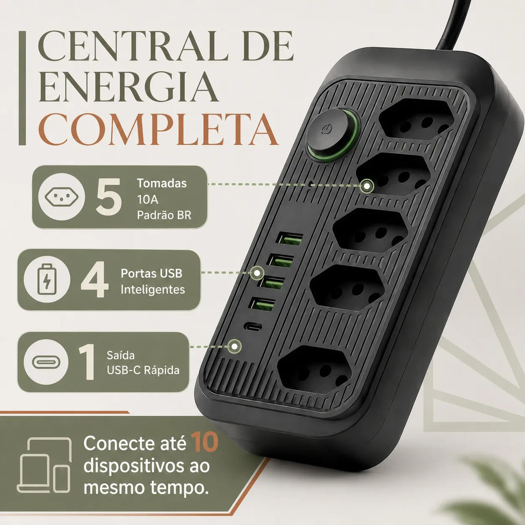 Filtro de Linha Multifuncional 10 em 1