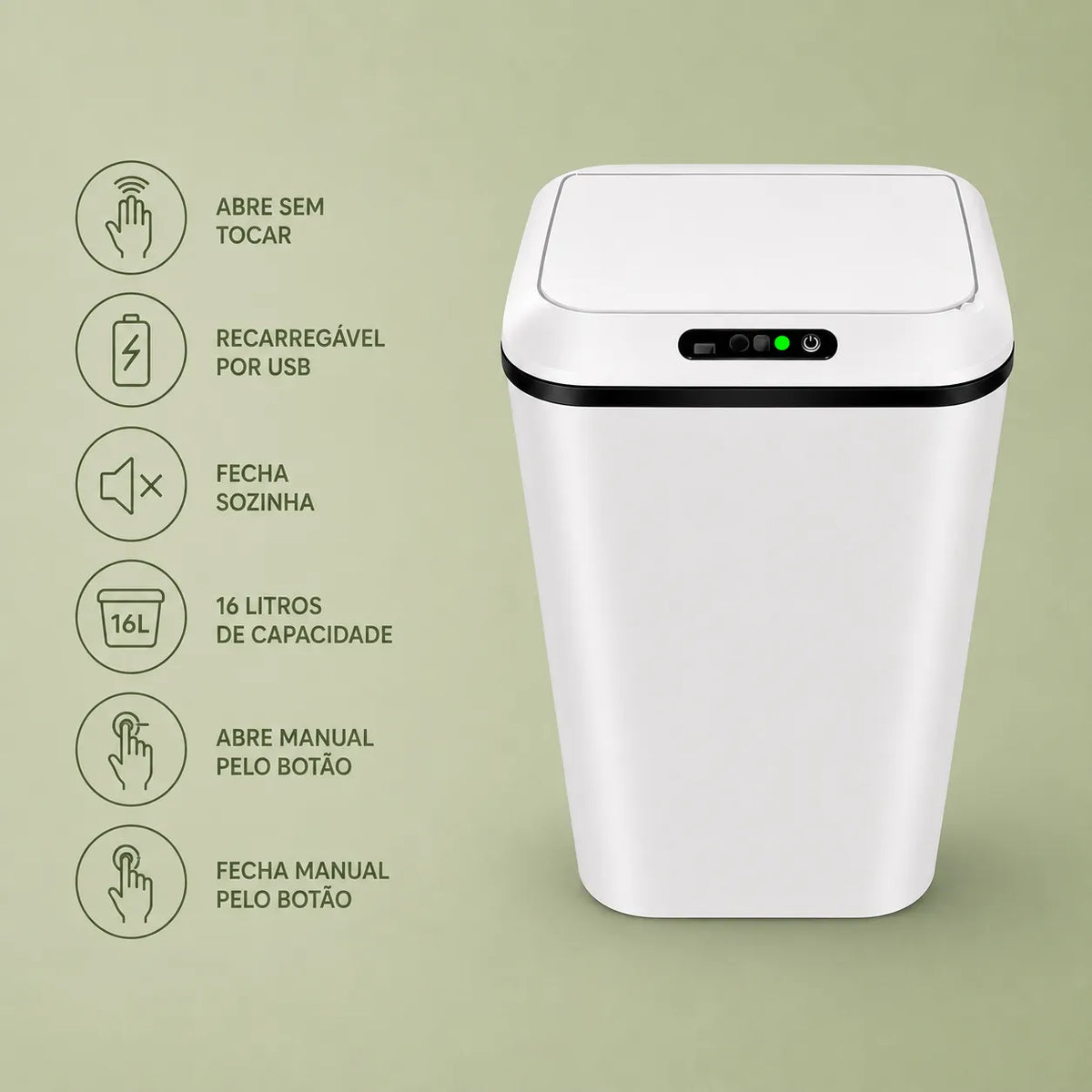 Lixeira Inteligente com Sensor 16L