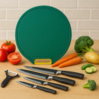 Kit Tábua Antibacteriana + 6 Facas Afiadas – Corte Profissional e Cozinha Higienizada