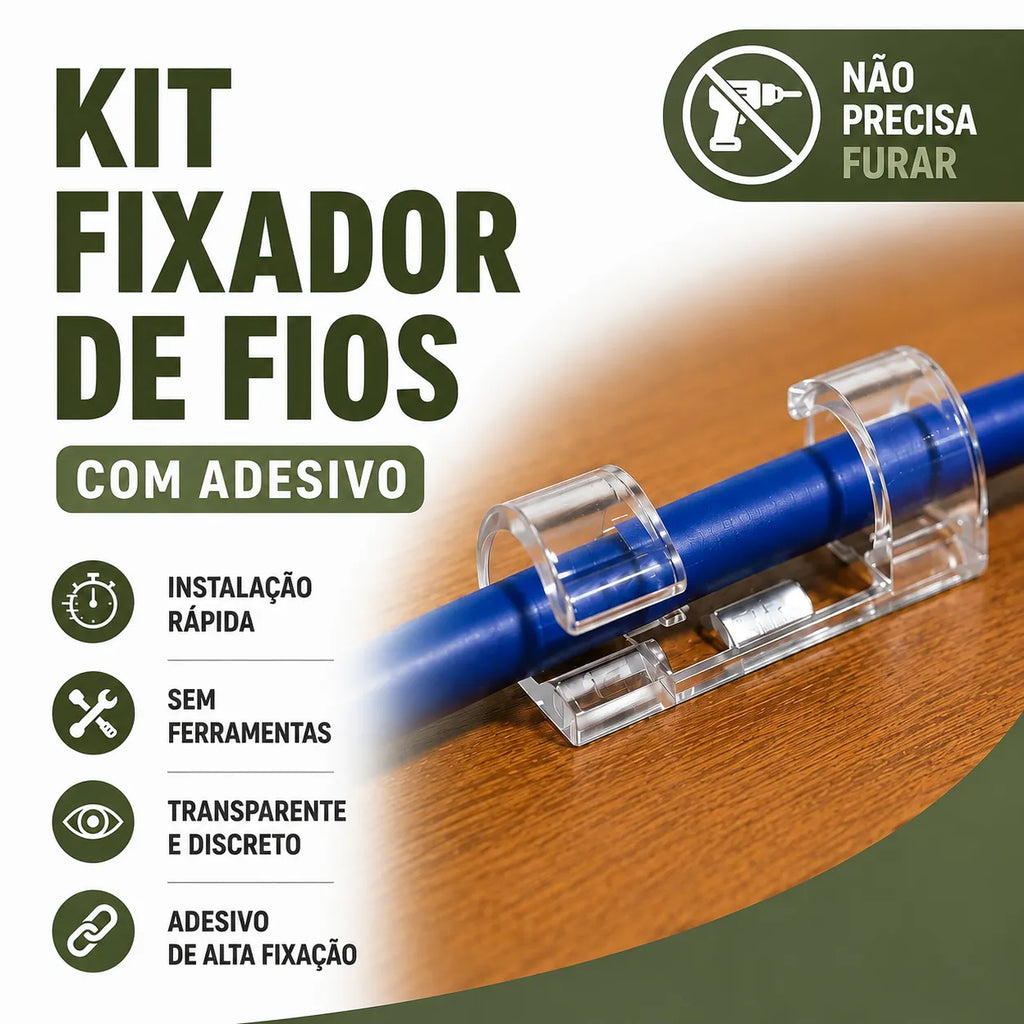 Kit Organizador de Cabos e Fios com Adesivo