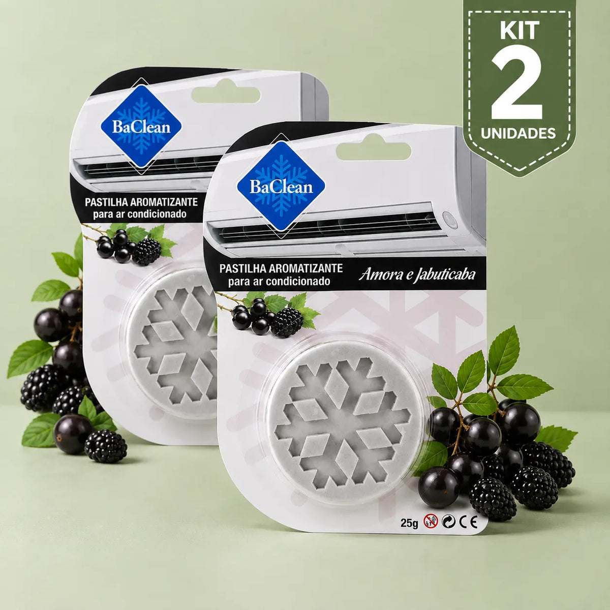 Kit 2 unidades - Pastilha Aromatizante para Ar-Condicionado — Ação Bactericida | BaClean