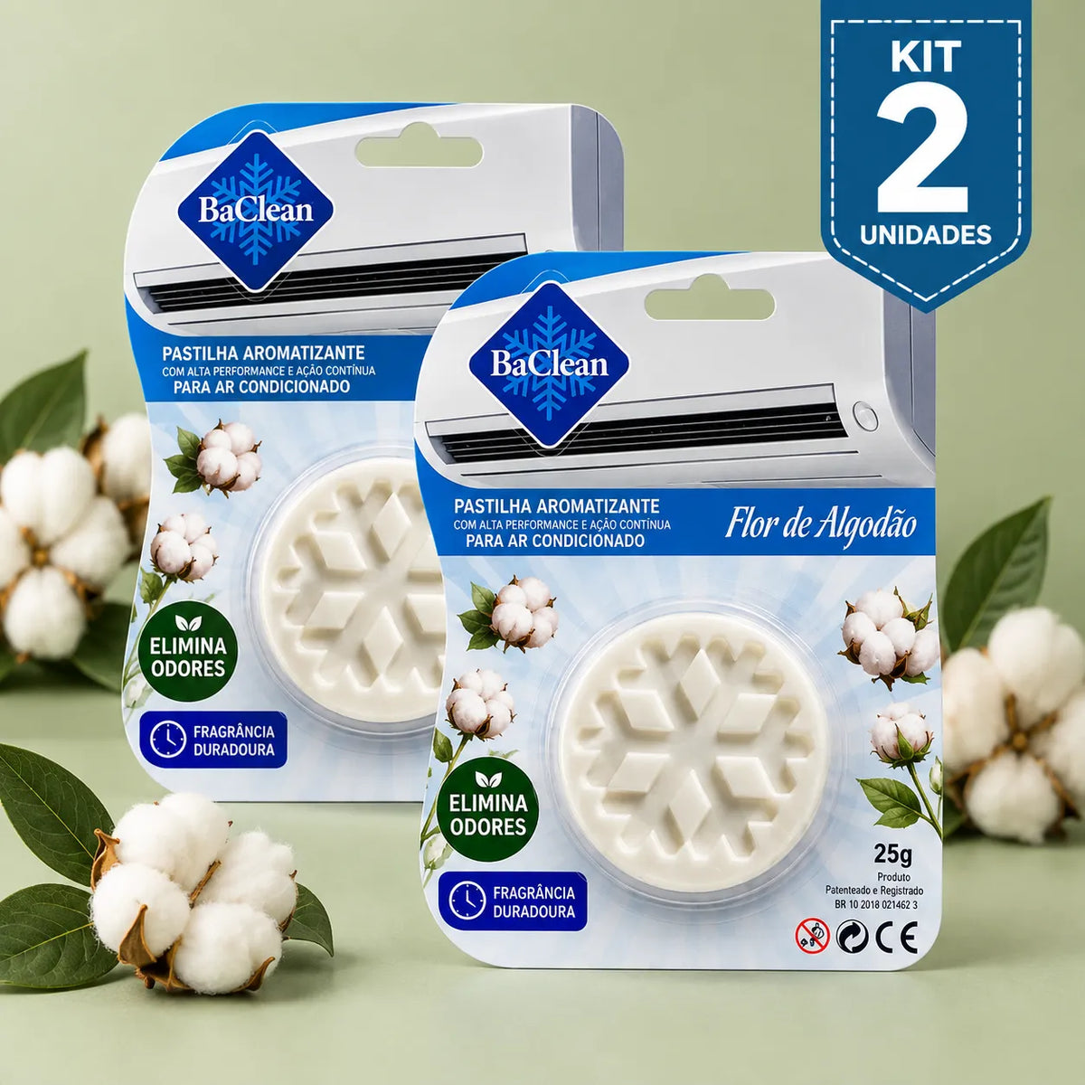 Kit 2 unidades - Pastilha Aromatizante para Ar-Condicionado — Ação Bactericida | BaClean