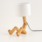 Abajur de Quarto Multifuncional em Madeira Robotic