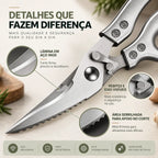 Tesoura de Cozinha Multifuncional em Aço Inox 6 em 1