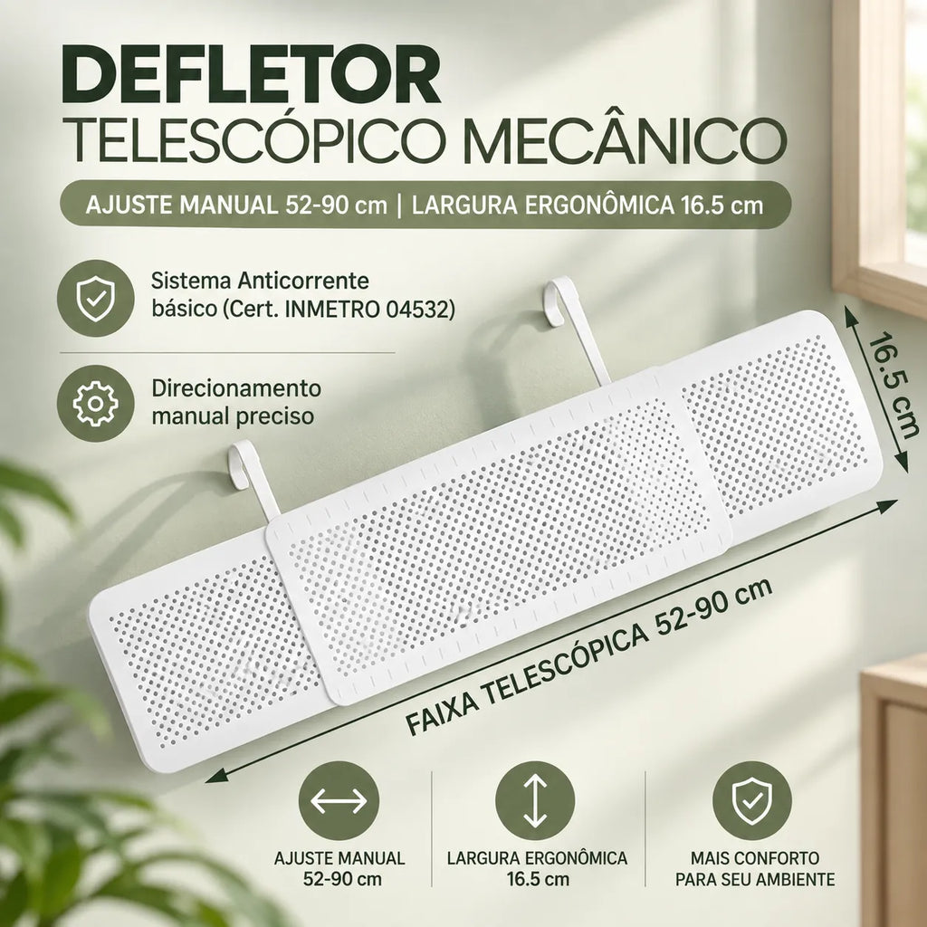 Defletor de Ar Condicionado Universal Ajustável 52 a 92 cm