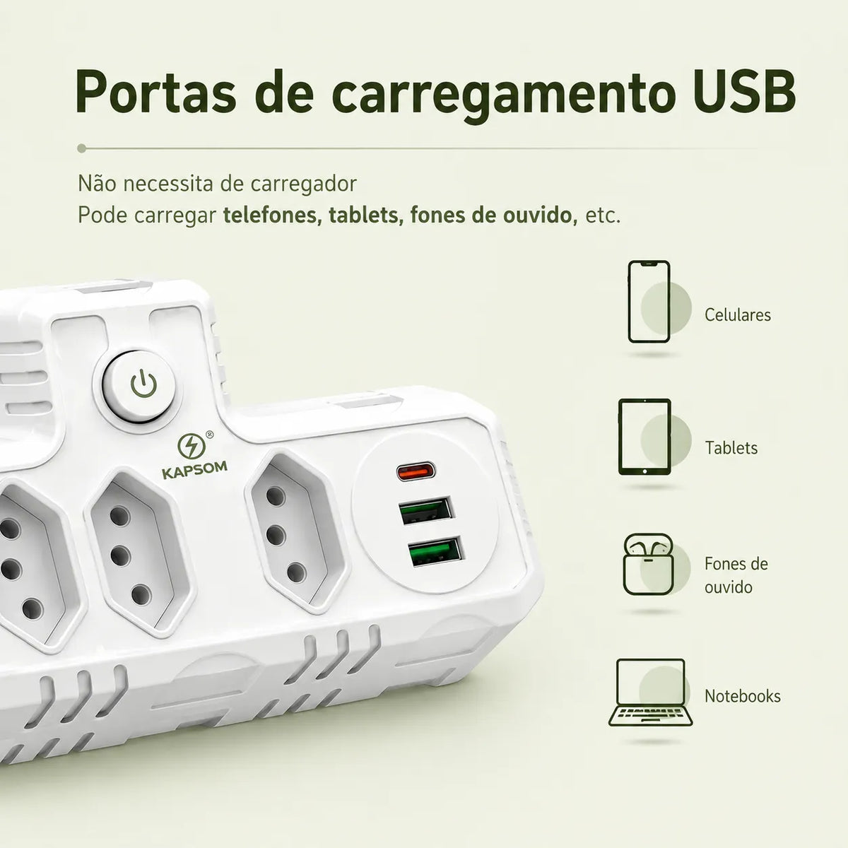 Adaptador de Tomadas Multifuncional 7 em 1