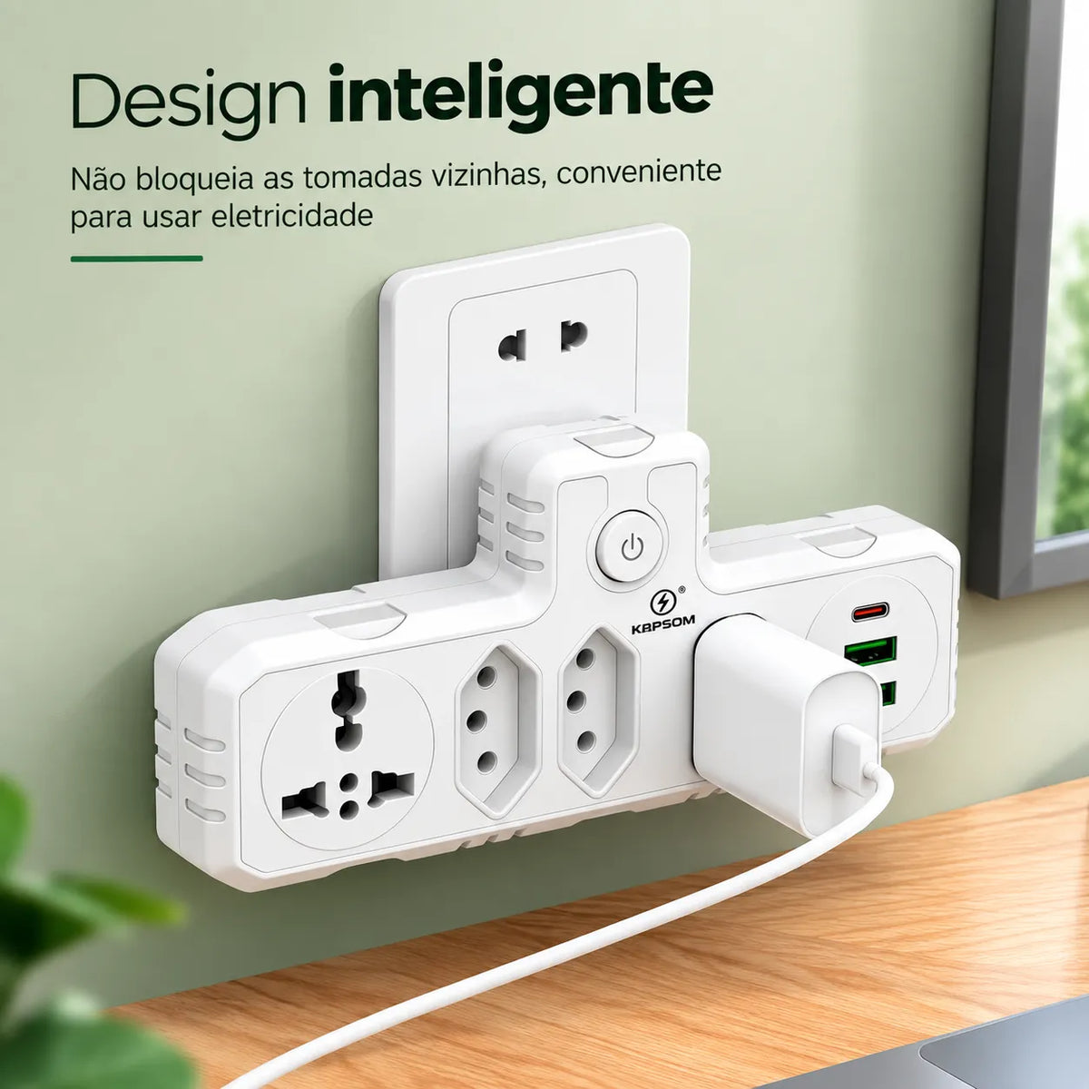 Adaptador de Tomadas Multifuncional 7 em 1