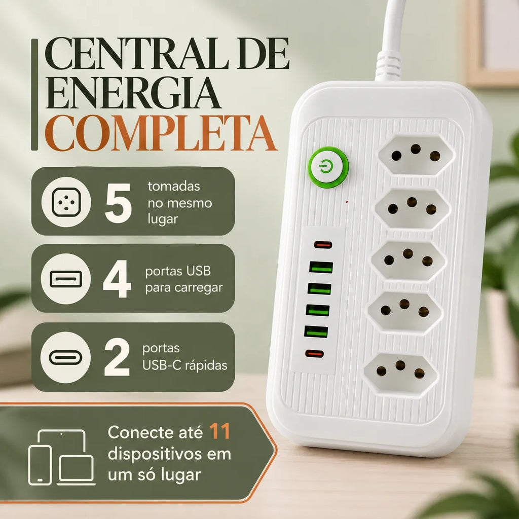 Extensão Filtro de Linha 10 em 1