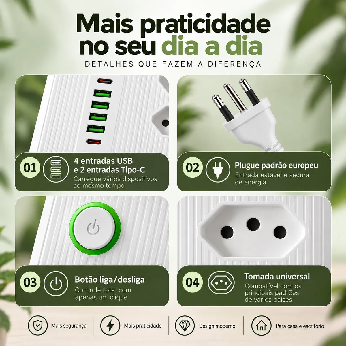 Extensão Filtro de Linha 10 em 1