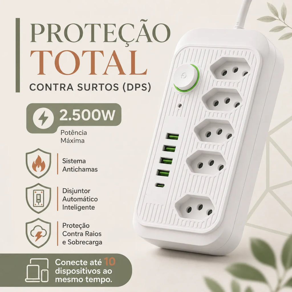 Filtro de Linha Multifuncional 10 em 1