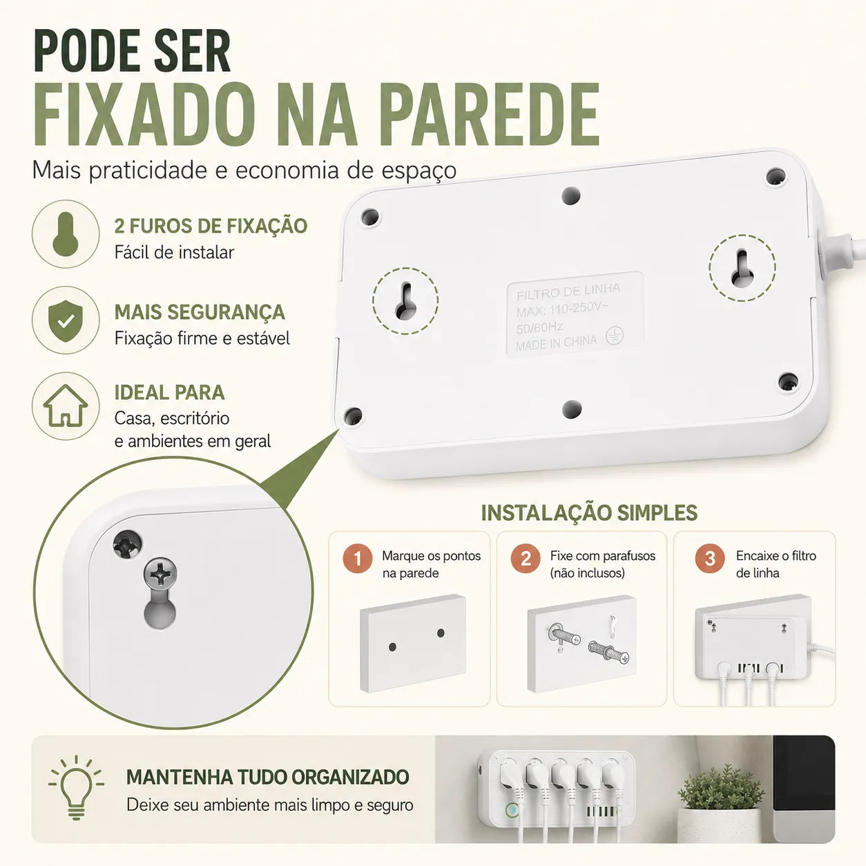 Filtro de Linha Multifuncional 10 em 1