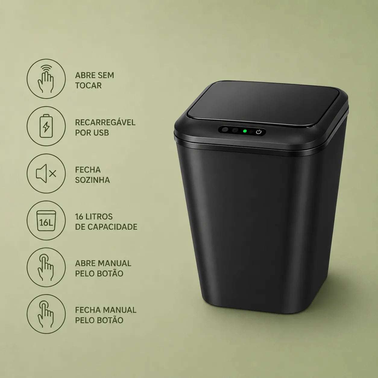 Lixeira Inteligente com Sensor 16L