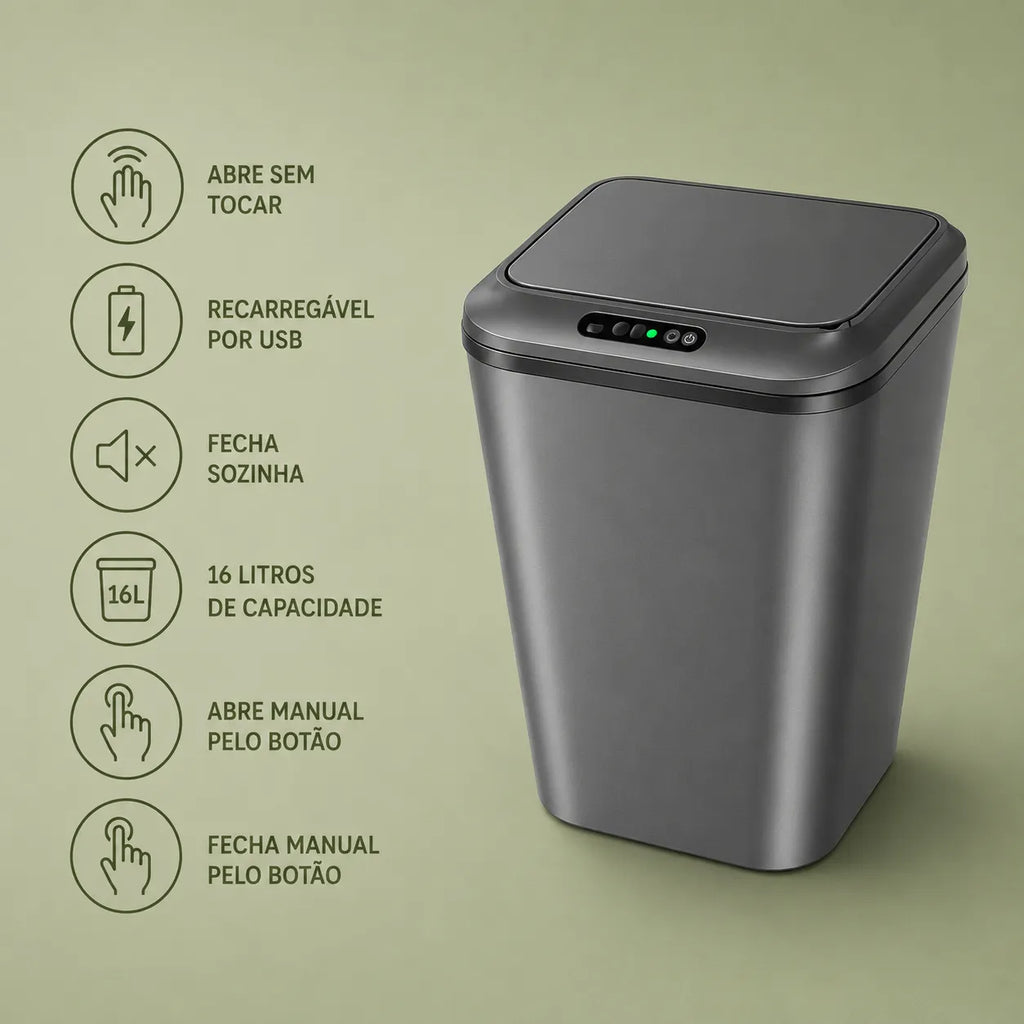Lixeira Inteligente com Sensor 16L