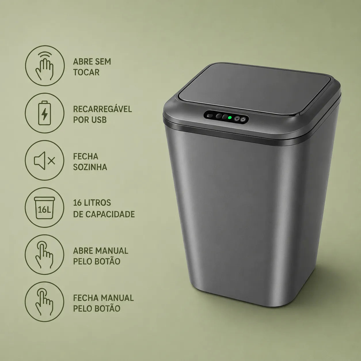 Lixeira Inteligente com Sensor 16L
