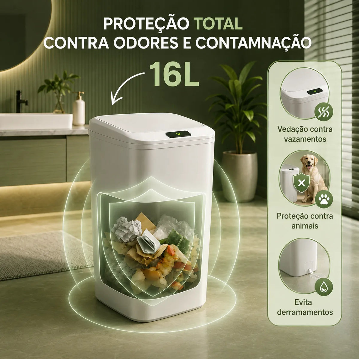 Lixeira Inteligente com Sensor 16L
