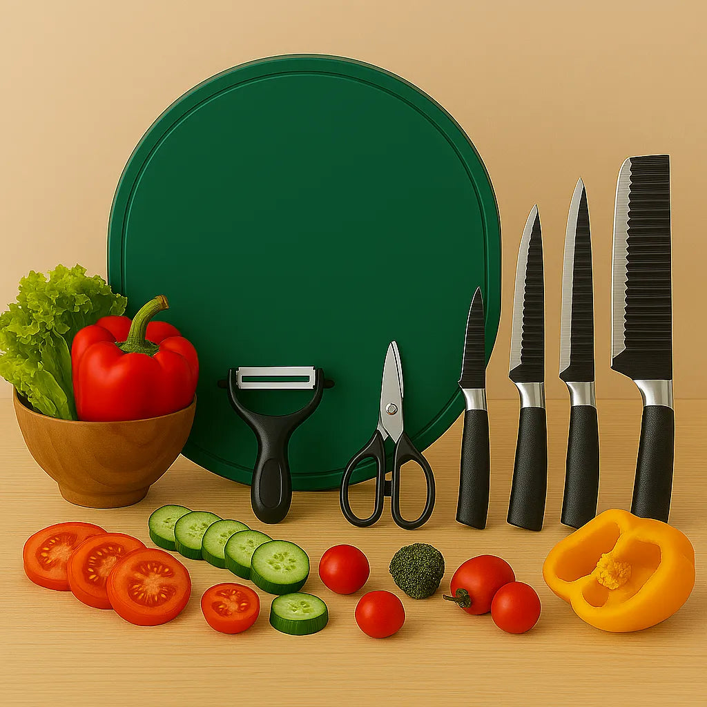 Kit tábua de corte antibacteriana e conjunto de facas profissionais para cozinha