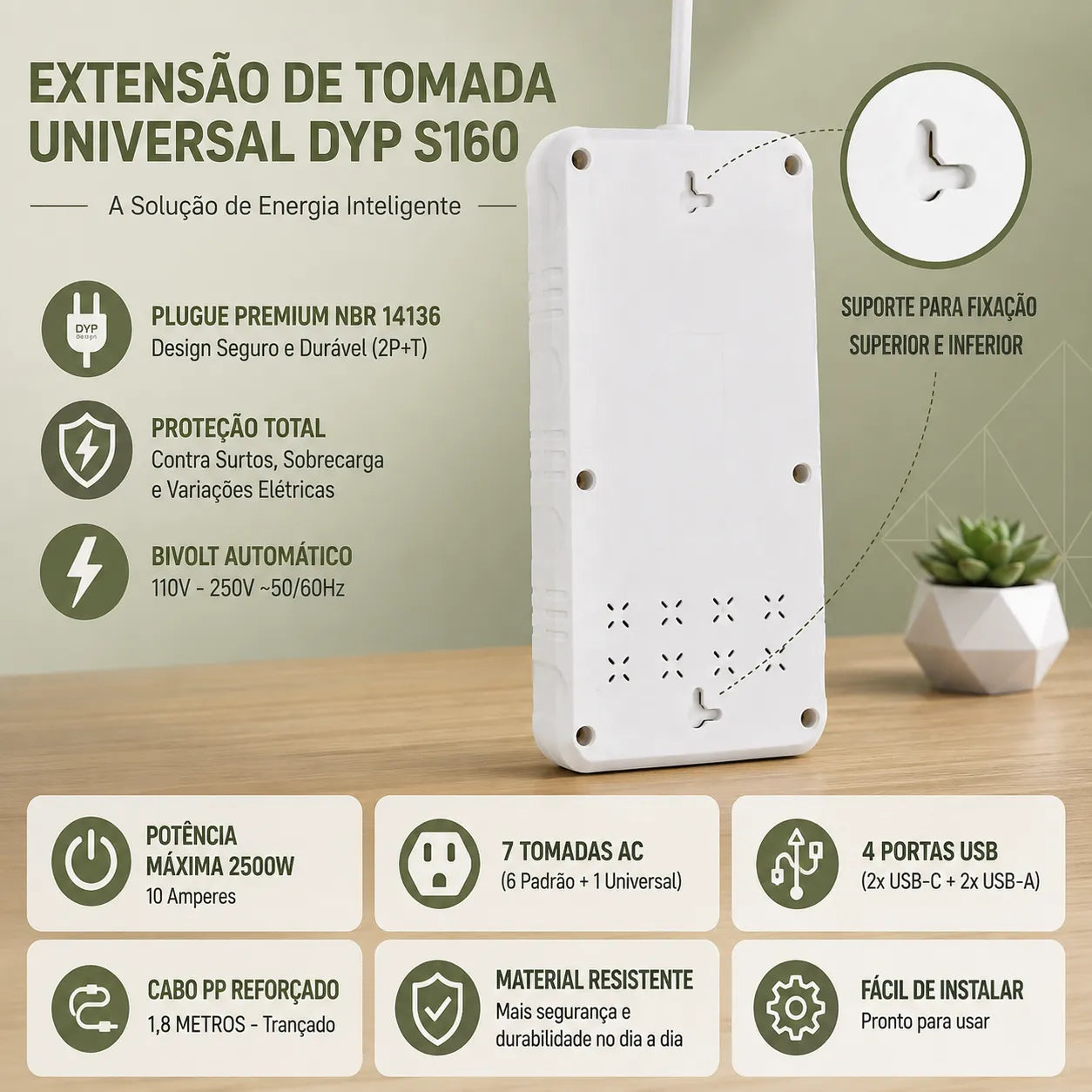 Filtro de Linha Multifuncional 11 em 1