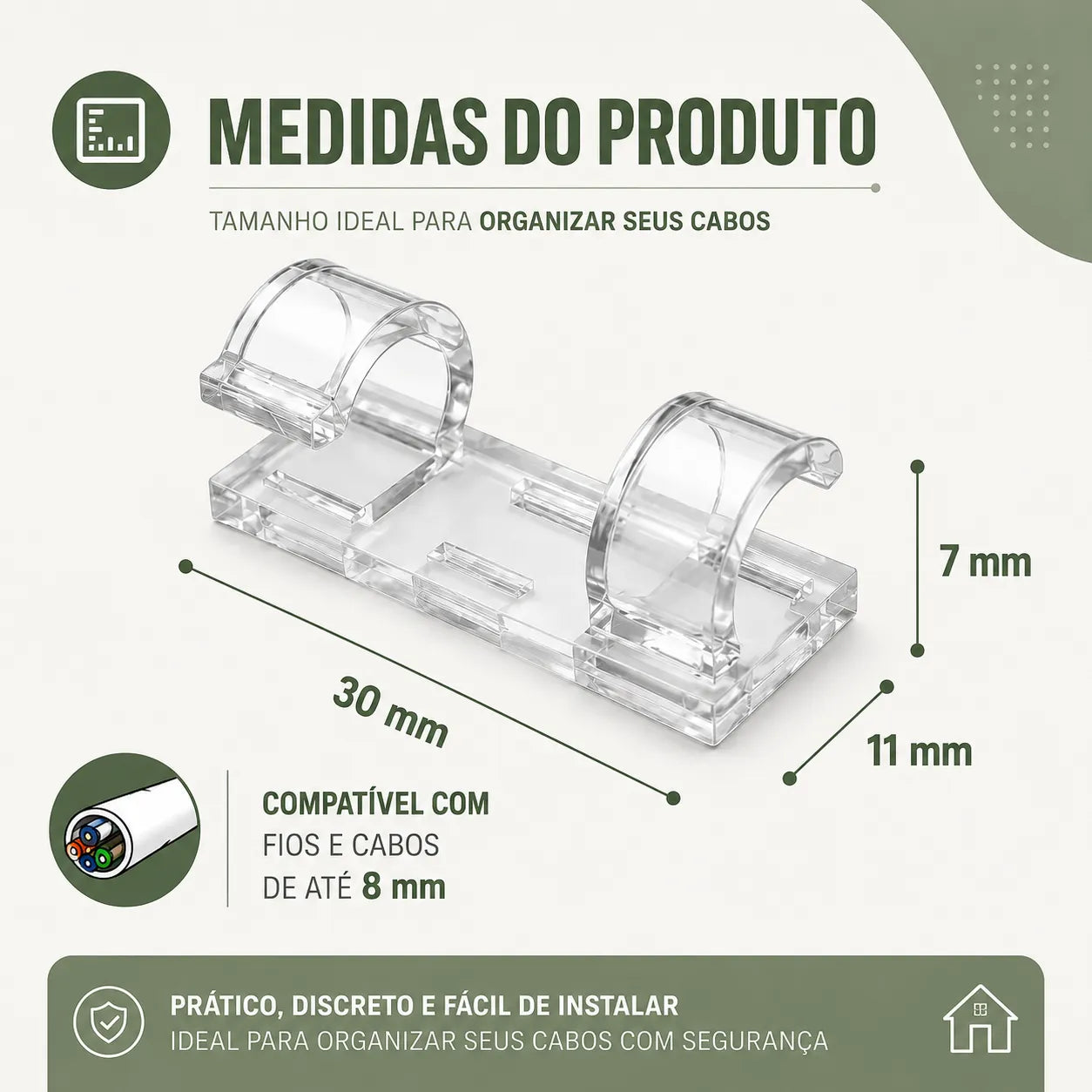 Kit Organizador de Cabos e Fios com Adesivo