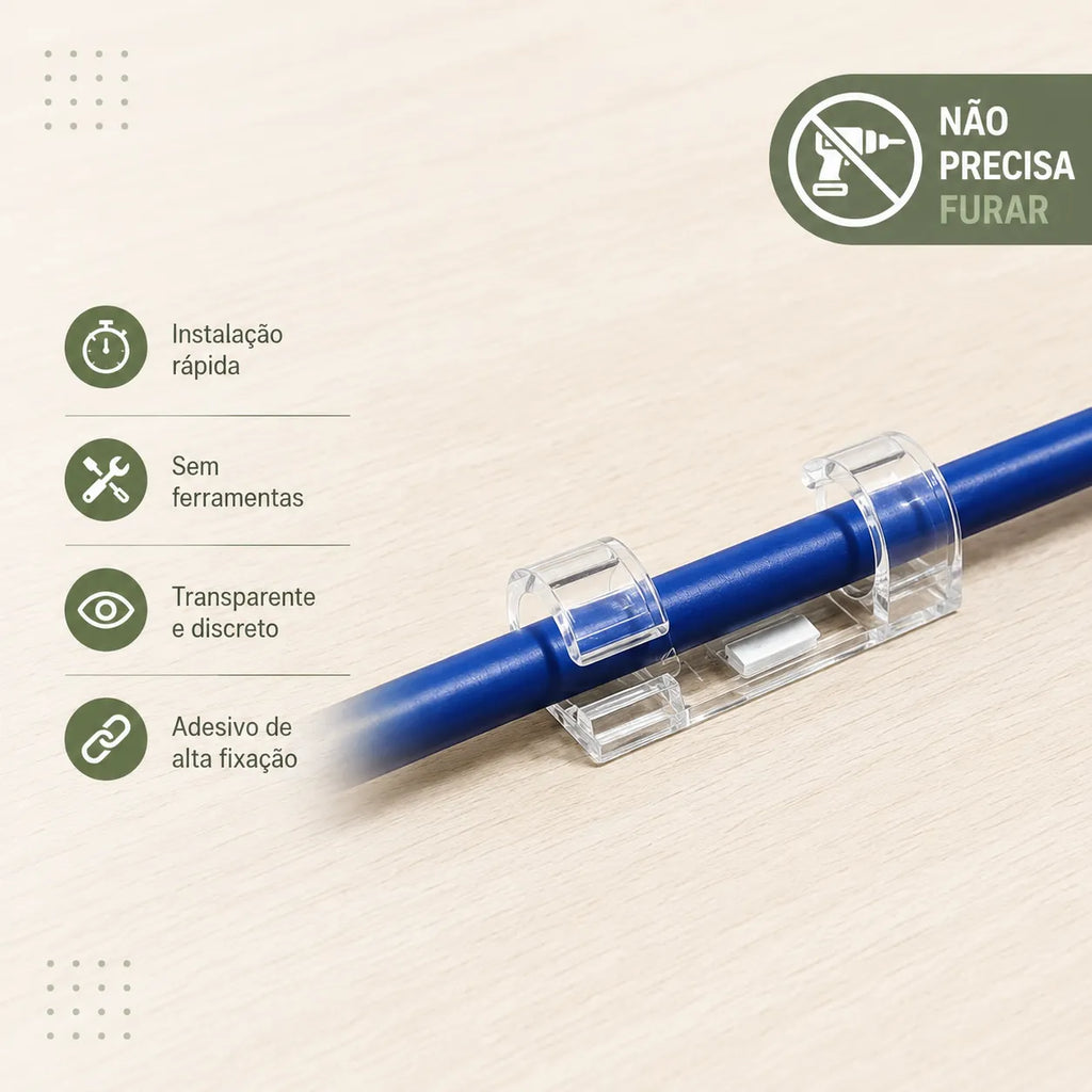 Kit Organizador de Cabos e Fios com Adesivo