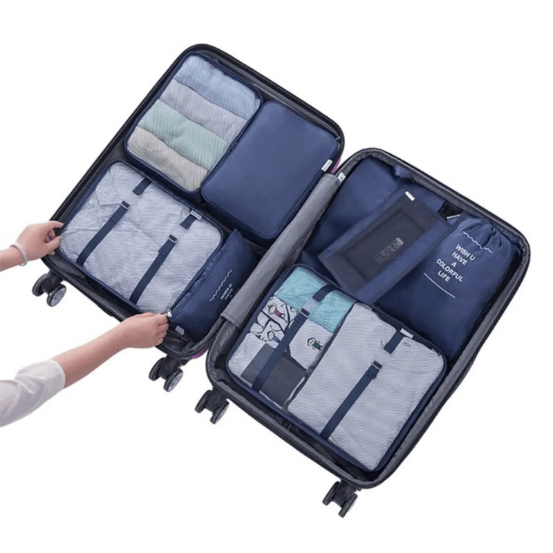 Kit 8 Bolsas Organizadoras à Prova D'Água para Viagem - Otimize o Espaço da Sua Mala com Praticidade - Decora Byte