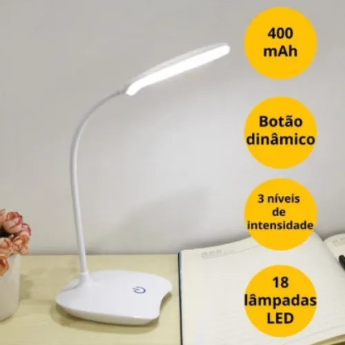 Luminária de Mesa LED UltraLight - Iluminação Ajustável com 18 Lâmpadas e Carregamento USB - Decora Byte