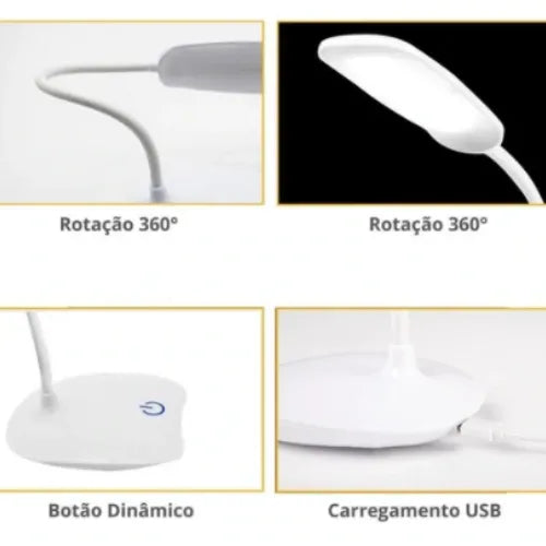 Luminária de Mesa LED UltraLight - Iluminação Ajustável com 18 Lâmpadas e Carregamento USB - Decora Byte