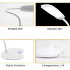 Luminária de Mesa LED UltraLight - Iluminação Ajustável com 18 Lâmpadas e Carregamento USB - Decora Byte