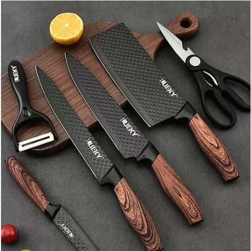 Facas de Aço Inox, Cabos Ergonômicos e Design Elegante para Cortes Precisos - Kit DecoGrill Gourmet 6 em 1 - - Decora Byte