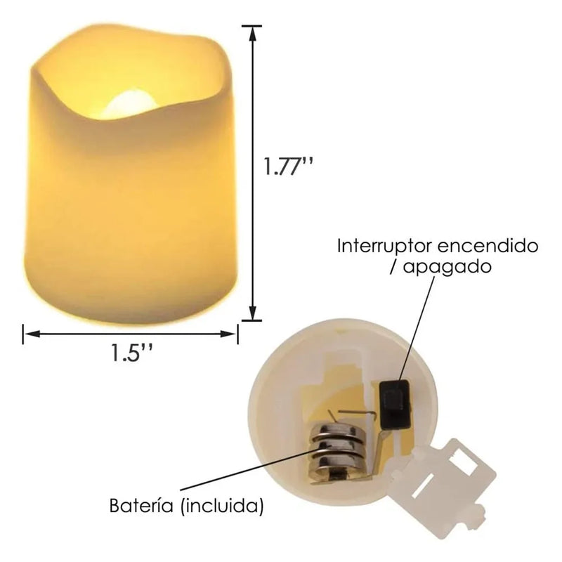 Vela de LED Decorativa 24 Peças com Controle Remoto - Ambiente Aconchegante e Seguro - Decora Byte