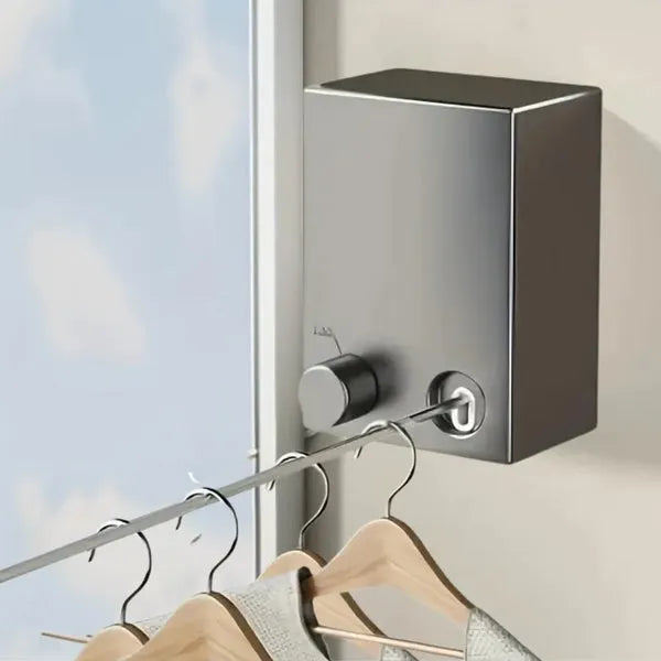 Varal retrátil invisível de aço inox para lavanderia pequena e funcional