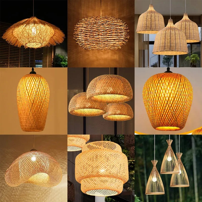 Luminária de Bambu Artesanal para Casa - Decoração Sofisticada e Sustentável com Design Feito à Mão - Decora Byte