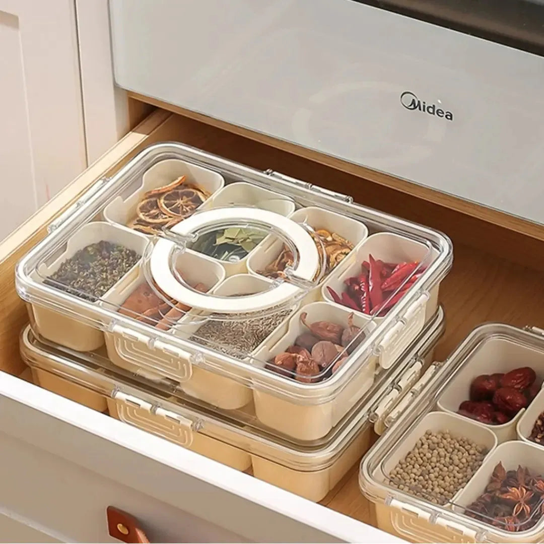 Organizador de Geladeira com Tampa Hermética e 8 Divisórias